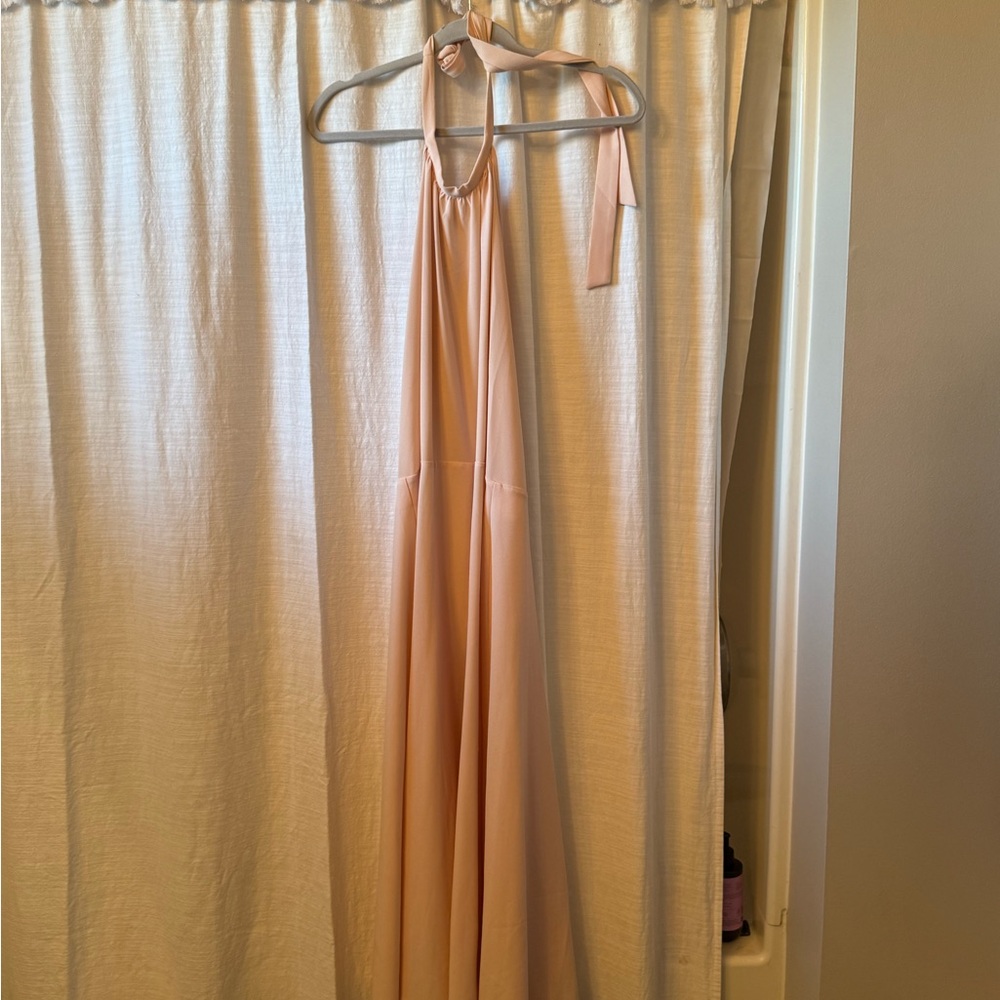 ASOS Peach Tie-Neck Maxi Dress